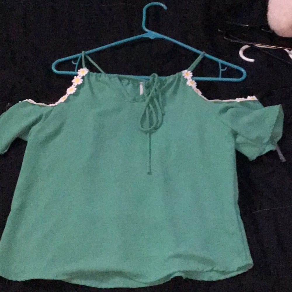 Green with flowers blouse